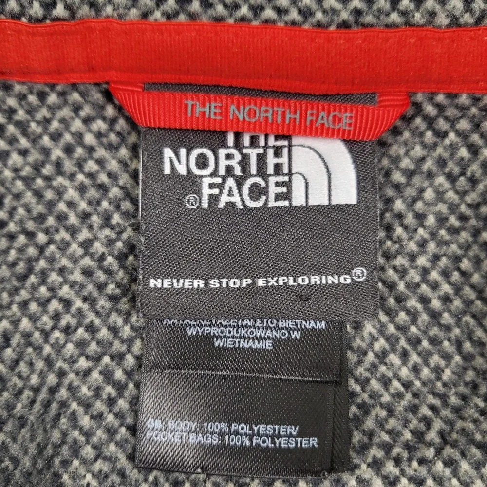 The North Face Textured Cap Rock Fleece Jacket Men Medium Grey Red Full Zip C865